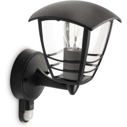 208773 - PHILIPS Dritë muri për jashtë Creek, 60W, rezistente ndaj motit, me sensor lëvizjeje, prizë E27 (llamba nuk përfshihet), e zezë