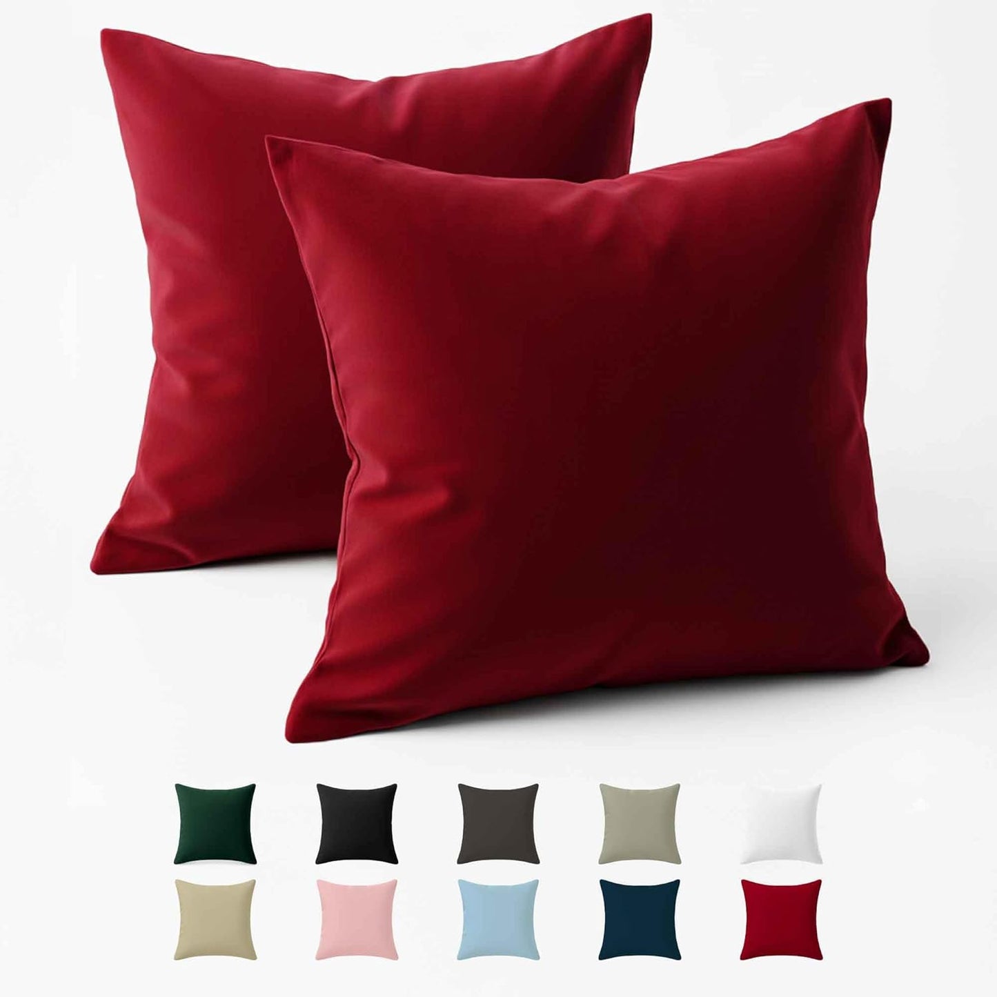 234578 - DREAMZIE Mbulesë jastëku 40x40cm Pambuk Perkal (Set prej 2 copësh) - Ngjyrë burgundy - Endur dendur me 57 fije/cm² - E çertifikuar Oeko Tex
