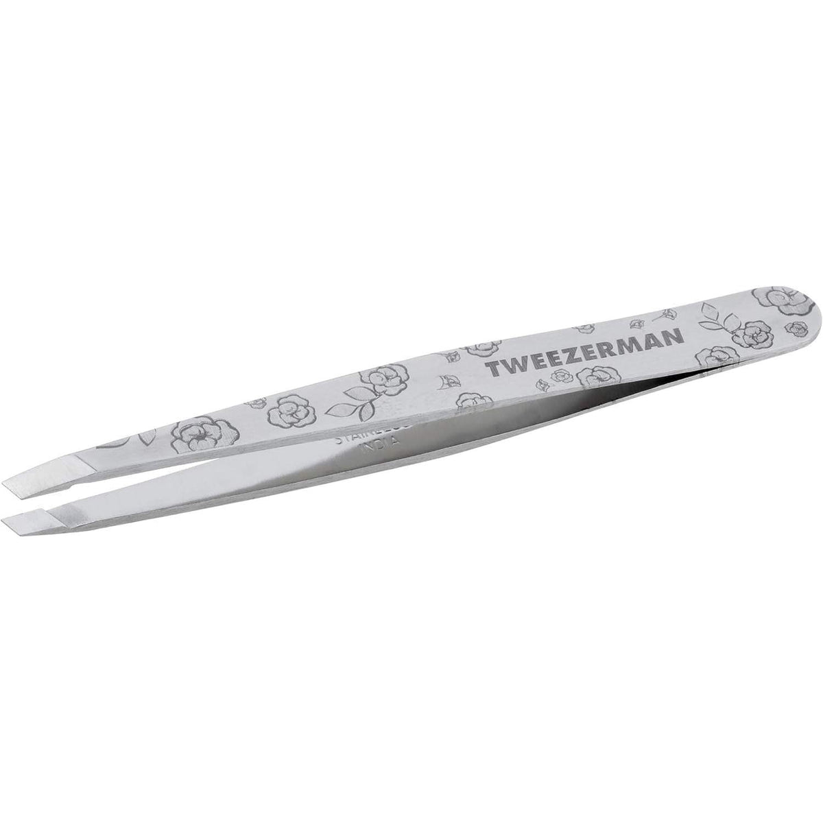336246 - TWEEZERMAN Pinceta (maja të pjerrëta dhe të topitura, piskatore për vetullat, çelik inox, cilësi profesionale)