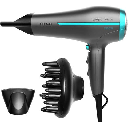 316477 - CECOTEC Tharëse flokësh Bamba IoniCare 5200 Aura, 2300W, Koncentratues dhe Difuzues, Motor DC, 2 shpejtësi, 3 temperatura, Rrjedhje e lartë ajri, Flokë pa kaçurrela, Ngjyrë e zezë