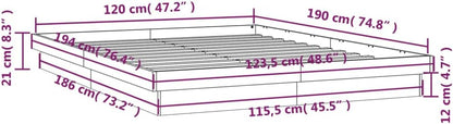265607 - vidaXL Kornizë Shtrati 120×190 cm me Ndriçim LED – Dru Masiv, E Bardhë