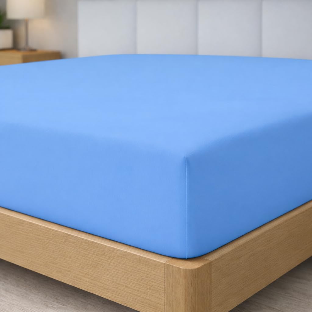 229633 - Degrees Home Çarçaf i montuar 90x190 cm në mikrofibër të butë, për dyshekë deri në 33 cm, I çertifikuar Oeko-TEX, Blu