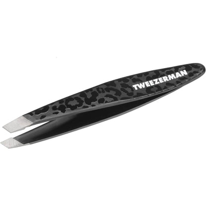 303521 - TWEEZERMAN Mini Piskatore të Pjerrëta për Vetullat, Çelik Inoks, Leopard i Zi
