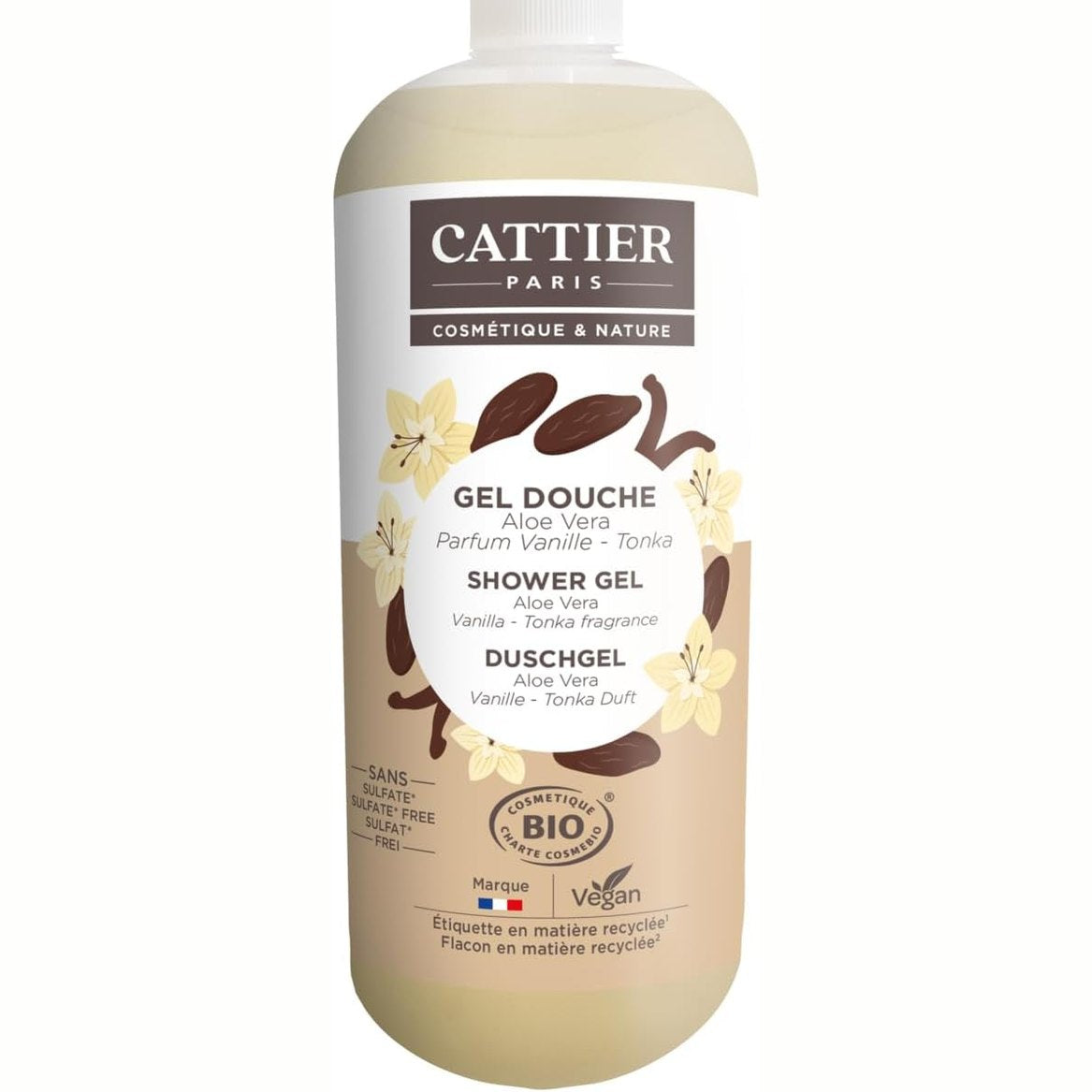 321816 - CATTIER - Xhel dushi pa sulfate, me aromë vanilje-tonka - 1L