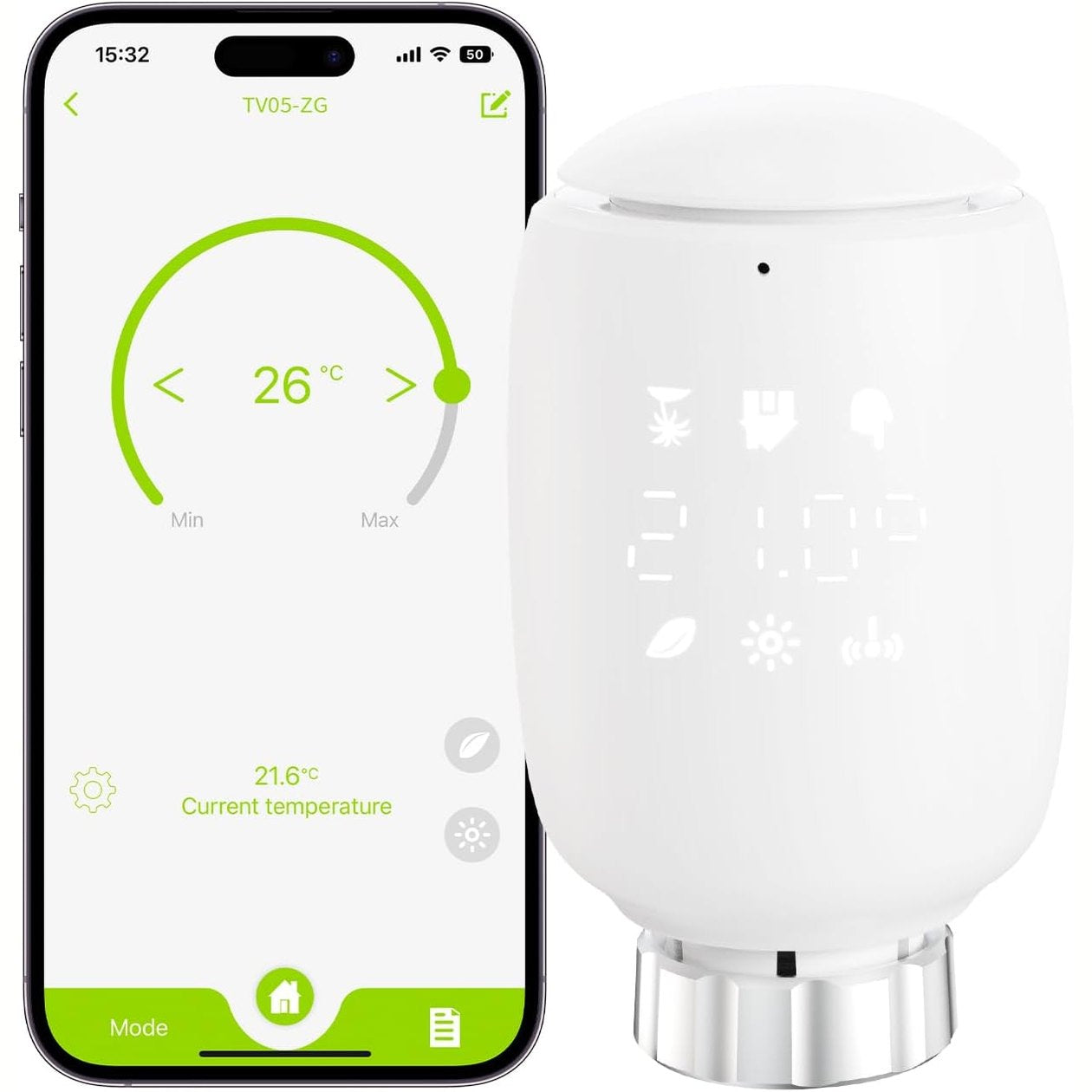 251256 - Termostat inteligjent Zigbee 3.0 për radiator, kontroll temperaturë me aplikacion Tuya/Smart Life, i pajtueshëm me Amazon Alexa/Google Home