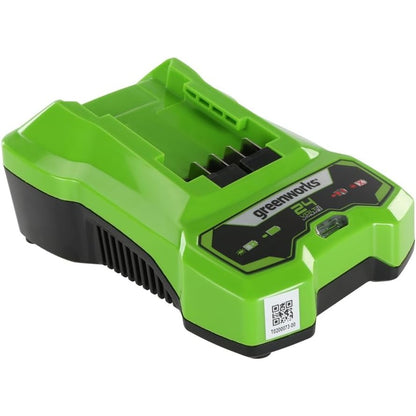 292992 - GREENWORKS Karikues Baterie 24V 2A për Bateritë G24B2 dhe G24B4, Karikues Origjinal, i Montueshëm në Mur, Tregues Karikimi LED