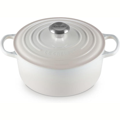 221015 - LE CREUSET Ena për pjekje prej gize të emaluar Signature me kapak, 24 cm, e rrumbullakët, 4.2 L, 4.305 kg, marengë, 21177247164430
