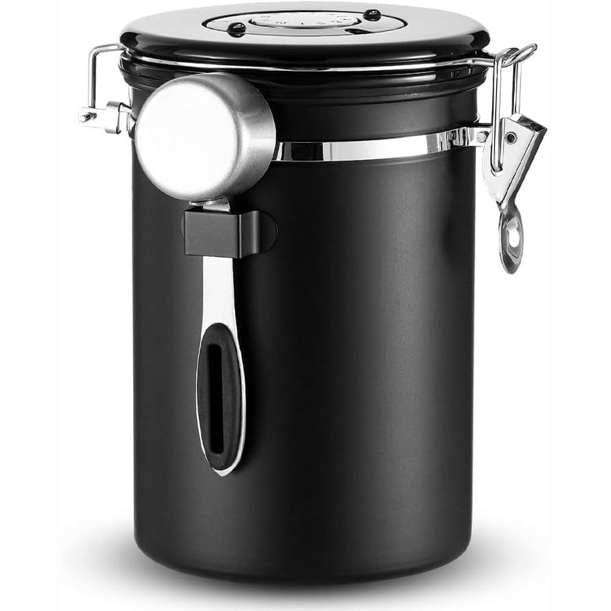 168979 - MUJILUXE - Enë për Kafë prej Çeliku Inox, Kapacitet 1.8L, me Valvulë Degazimi, për Ruajtje të Kokrrave të Kafesë, Arrave dhe Kakaos, Modeli i Hermetikizuar
