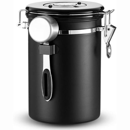 168979 - MUJILUXE - Enë për Kafë prej Çeliku Inox, Kapacitet 1.8L, me Valvulë Degazimi, për Ruajtje të Kokrrave të Kafesë, Arrave dhe Kakaos, Modeli i Hermetikizuar