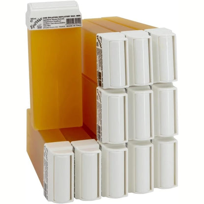 321377 - Epilwax Set me 12 rul me mjaltë për heqjen e qimeve, Gjerësi 100 ml, Mbushje me dyll Roll-on, për të gjitha llojet e lëkurës