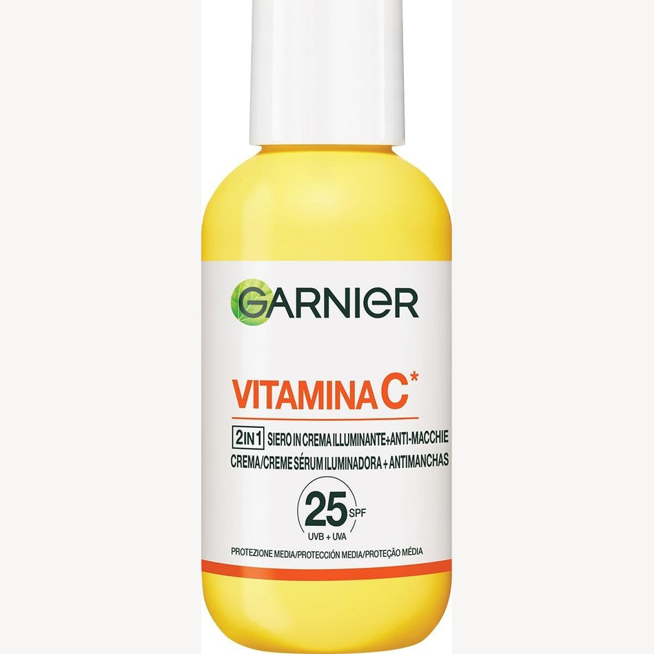 272475 - GARNIER Serum Krem me Vitaminë C, 50 ml, Serum dhe Krem Hidratues 2 në 1 me SPF25, Kundër njollave, Jo i Yndyrshëm, I përshtatshëm për të gjitha llojet e lëkurës