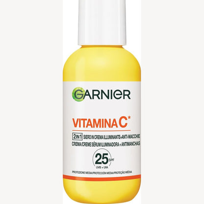 272475 - GARNIER Serum Krem me Vitaminë C, 50 ml, Serum dhe Krem Hidratues 2 në 1 me SPF25, Kundër njollave, Jo i Yndyrshëm, I përshtatshëm për të gjitha llojet e lëkurës