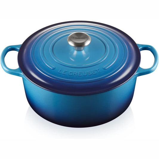 195012 - LE CREUSET Enë Pjekjeje Prej Gize të Emaluar Signature me Kapak, e Rrumbullakët, 6.7L, 6.125kg, 28cm, Ngjyrë Blu, 21177282202430