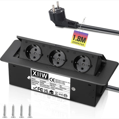295841 - PRIZË alumini e futur në inkaso XIIW 3500W/16A - Shirit elektrik i zi