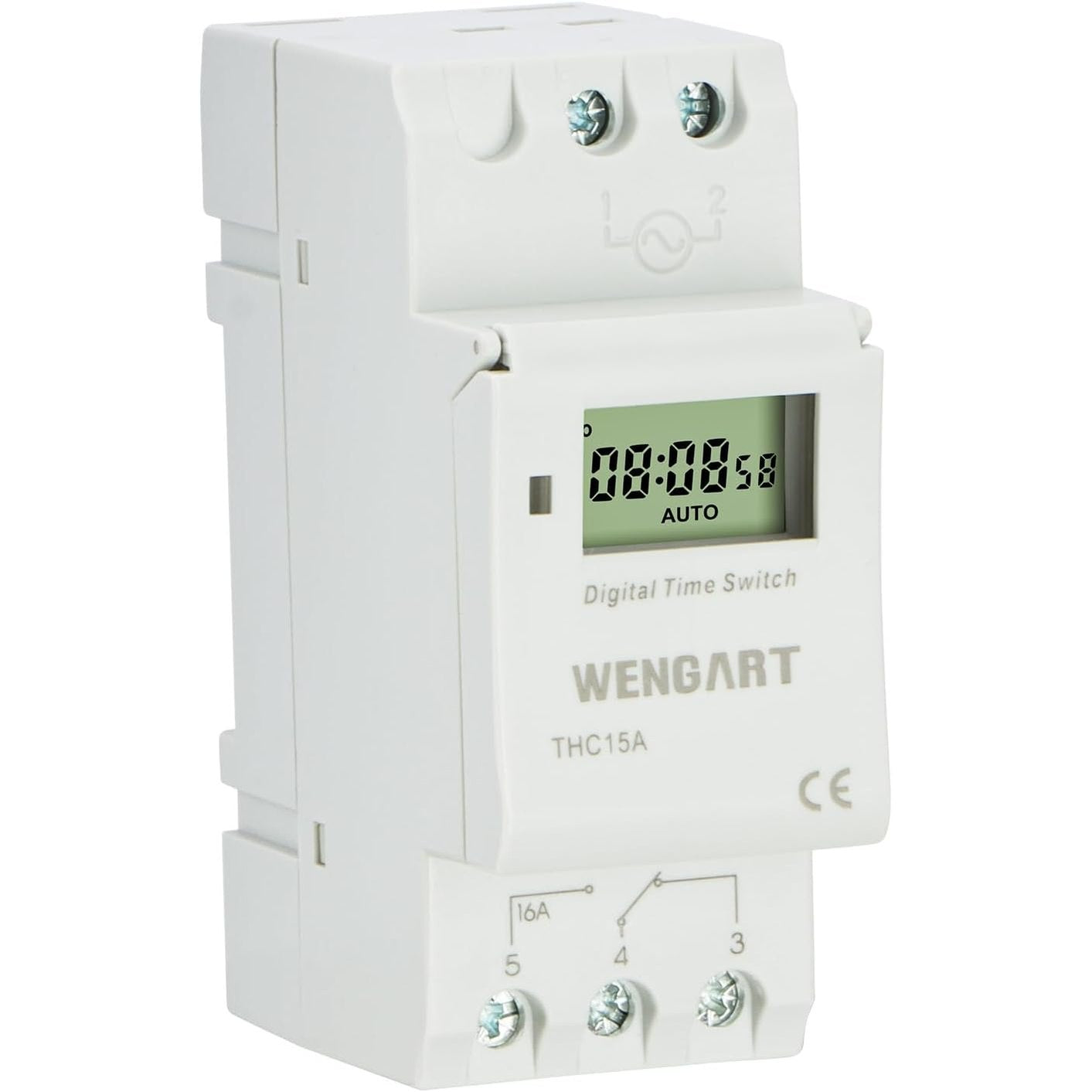 242436 - WENGART Ndërprerës Kohëmatësi Dixhital THC15A ACDC 12V, i Programueshëm Javor me 28 Vendndodhje Memorieje, Montim në Shinë DIN, Kontakt Pa Potencial për Sisteme Diellore dhe Jashtë Rrjetit