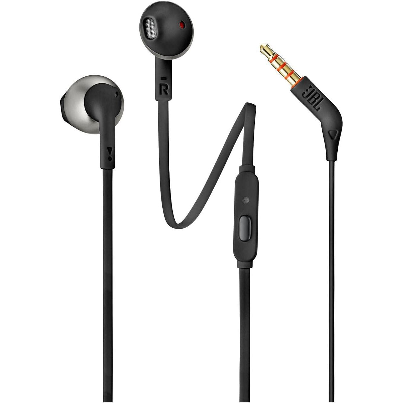 268767 - JBL Kufje T205 BLK me mikrofon, kabllo të sheshtë, prizë 3.5 mm, dizajn ergonomik, tingull bas i pastër JBL, të zeza