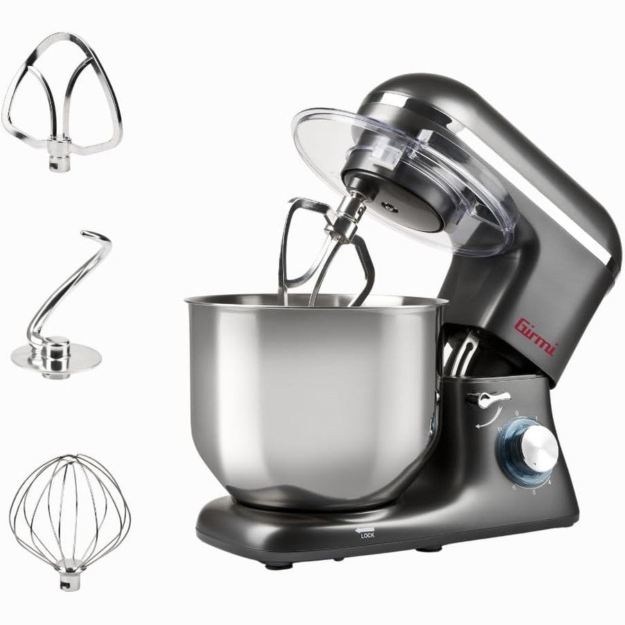 288129 - Girmi Makinë për brumosje IM46, 8L, 1400W (maks. 1800W), Përzierje planetare, 6 shpejtësi + Pulse, Tas çeliku inox me kapak, Gri