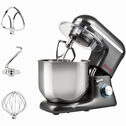 288129 - Girmi Makinë për brumosje IM46, 8L, 1400W (maks. 1800W), Përzierje planetare, 6 shpejtësi + Pulse, Tas çeliku inox me kapak, Gri