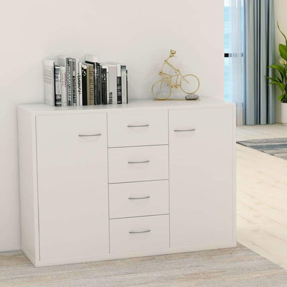 265294 - vidaXL Bufe e Bardhë 88×30×65 cm me 4 Sirtarë dhe 2 Dyer