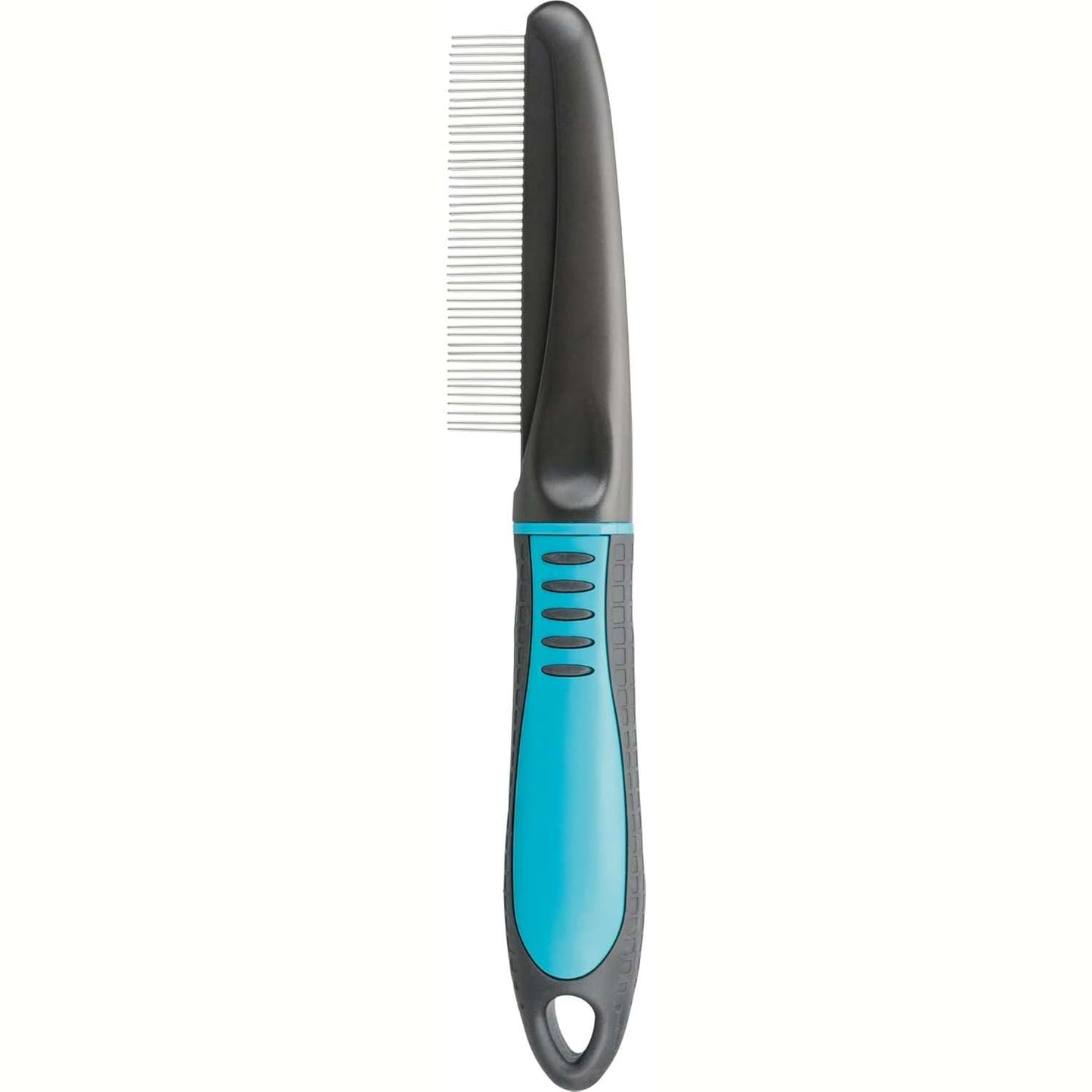257975 - TRIXIE Zbutës Qimesh, 22 cm, për zbërthimin dhe zbutjen e qimeve, dorezë plastike e gomuar, e zezë/blu, 23772