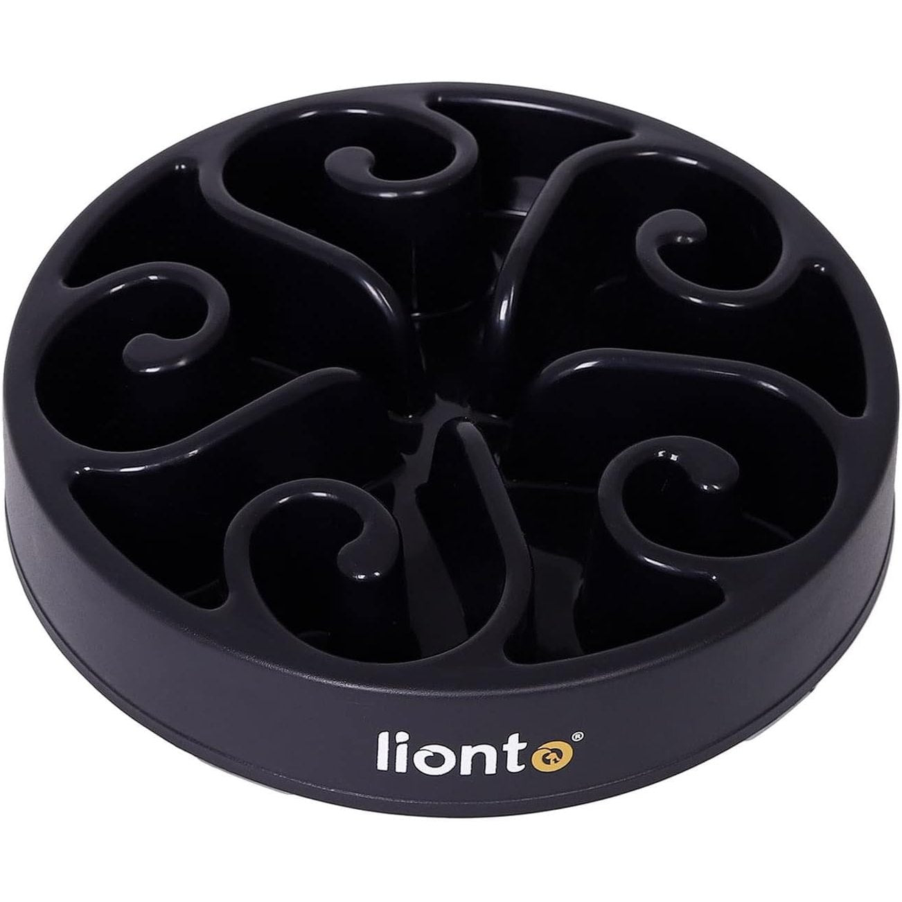 247556 - Tas Lionto Anti-Gëlltitje për Qen dhe Mace, Ø 30 cm, Lartësi 7 cm, Kapacitet deri në 1500 g, Plastikë e Klasit Ushqimor, I Sigurt për Lavastovilje deri në 100°C, E Zezë