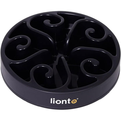 247556 - Tas Lionto Anti-Gëlltitje për Qen dhe Mace, Ø 30 cm, Lartësi 7 cm, Kapacitet deri në 1500 g, Plastikë e Klasit Ushqimor, I Sigurt për Lavastovilje deri në 100°C, E Zezë