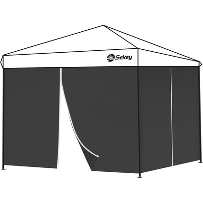 288676 - SEKEY 2PCS Mure Anësore për Gazebo 3x3, Papërshkueshme nga Uji, 1 Dritare 1 Derë, E Zezë