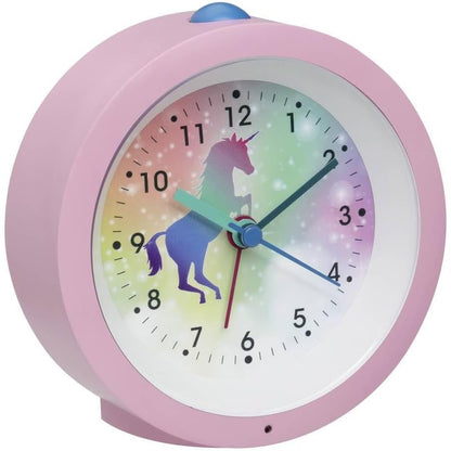293984 - TFA DOSTMANN Orë alarmi analoge për fëmijë 60.1033.12, me motiv kali, e heshtur, alarm dhe dritë, rozë