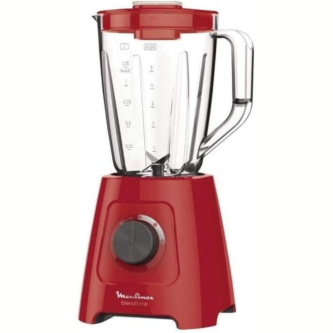 277420 - MOULINEX Blender Blendforce, 600W, 2 shpejtësi + funksion pulsi, kapacitet total 2L, sistem Smart Lock, pastrim i lehtë, 3 minuta përzierje të vazhdueshme LM420510