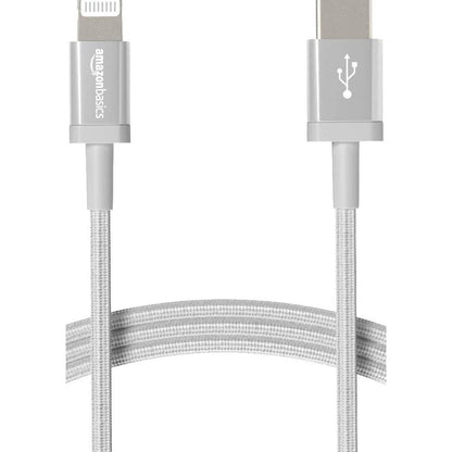 269018 - AMAZON BASICS Kabllo USB-C në Lightning prej najloni të endur, 1.8 m, Karikues i çertifikuar MFi për iPhone 13/12/11/X/XS/XR/8, Argjend