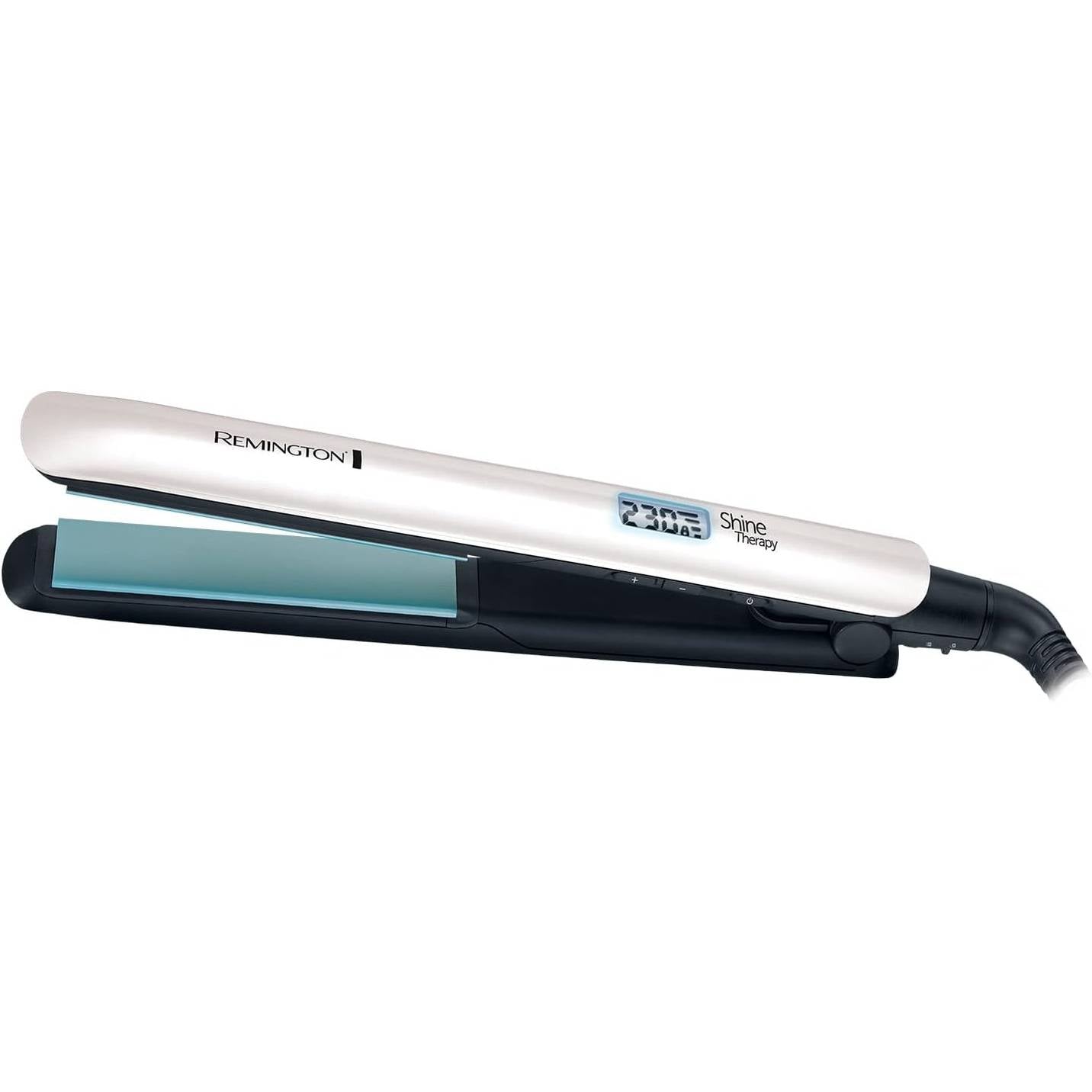 316838 - REMINGTON Pjastër flokësh Shine Therapy S8500, 9 cilësime 150°C–230°C, pllaka lundruese, ekran dixhital, material qeramik me vaj argani