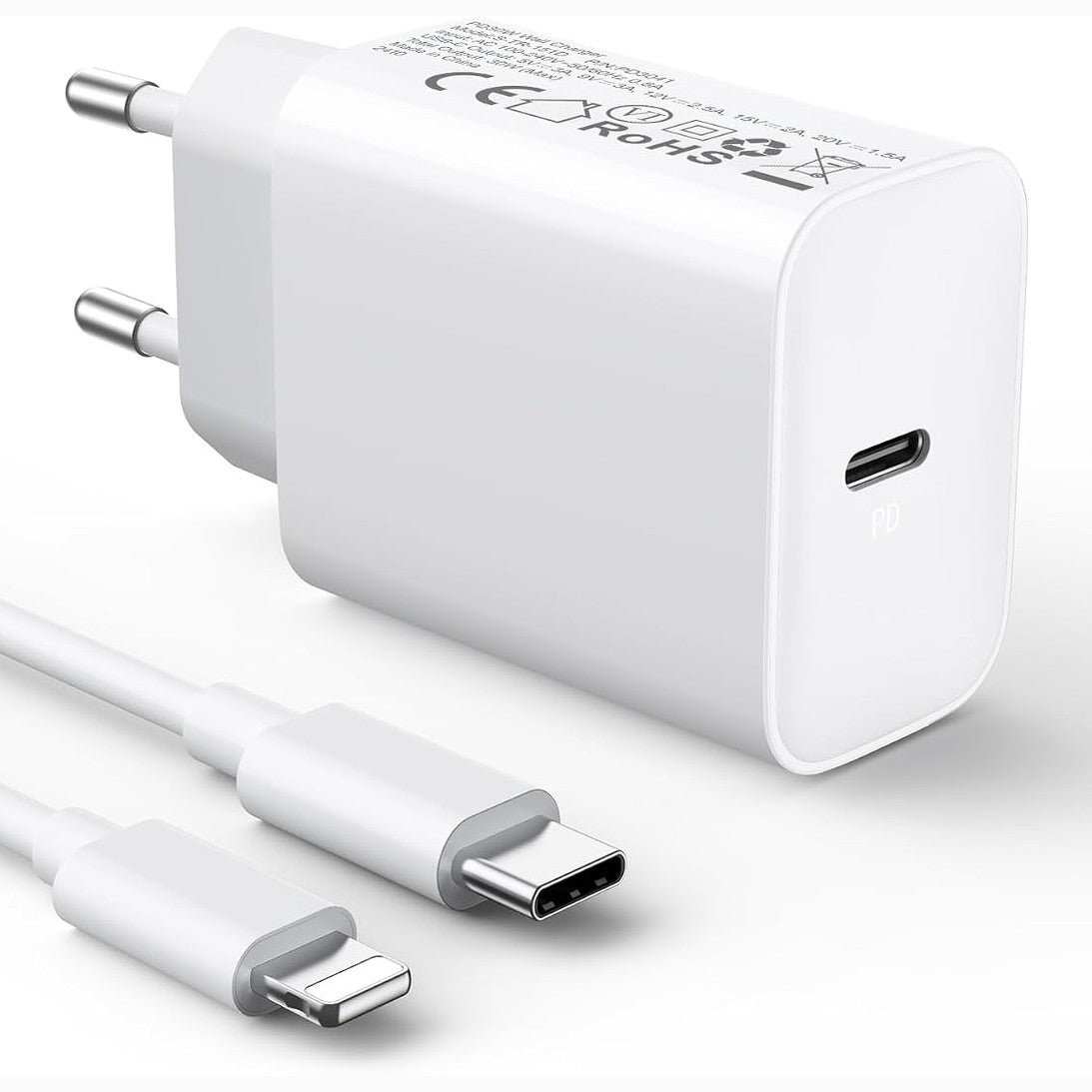 267070 - KARIKUES I SHPEJTË 30W me kabllo karikimi 2M për iPhone 14/14 Pro/14 Pro Max/14 Plus 13 12 11 SE XR X XS 8, USB C, prizë karikimi