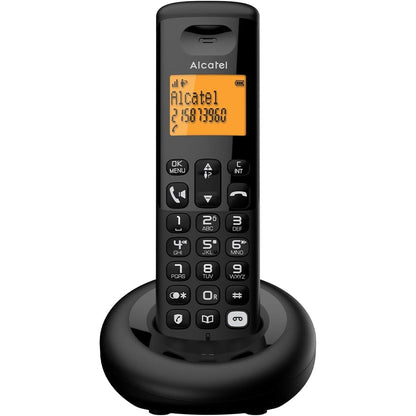 273370 - ALCATEL - E260 S. Voice - Telefon pa tel DECT me sekretarinë telefonike, dizajn kompakt, ekran i madh me ndriçim nga prapa, pa duar, funksion bllokimi thirrjesh, i zi