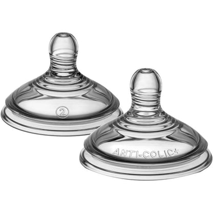 302585 - TOMMEE TIPPEE Thithë shisheje, silikon i butë, rrjedhje mesatare, 3+ muaj, pako me 2 pjesë