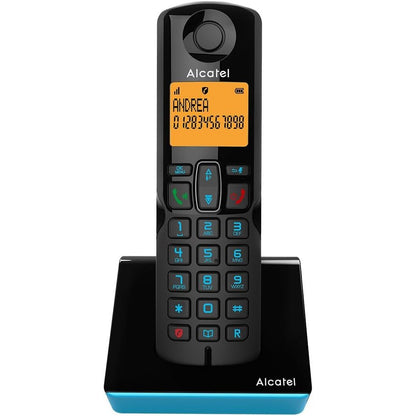 268532 - ALCATEL S280 i zi dhe blu, pa duar, funksion bllokimi i thirrjeve të padëshiruara, libër telefoni me 50 emra dhe numra