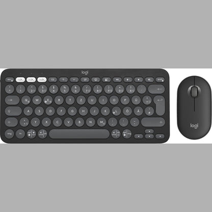 295643 - LOGITECH PEBBLE 2 COMBO, TASTIERË DHE MAUS PA TEL, I QETË DHE PORTATIV, I PERSONALIZUESHËM, LOGI BOLT, BLUETOOTH, EASY-SWITCH PËR WINDOWS, MACOS, IPADOS, CHROME - PARAQITJE GJERMANE QWERTZ, E BARDHË