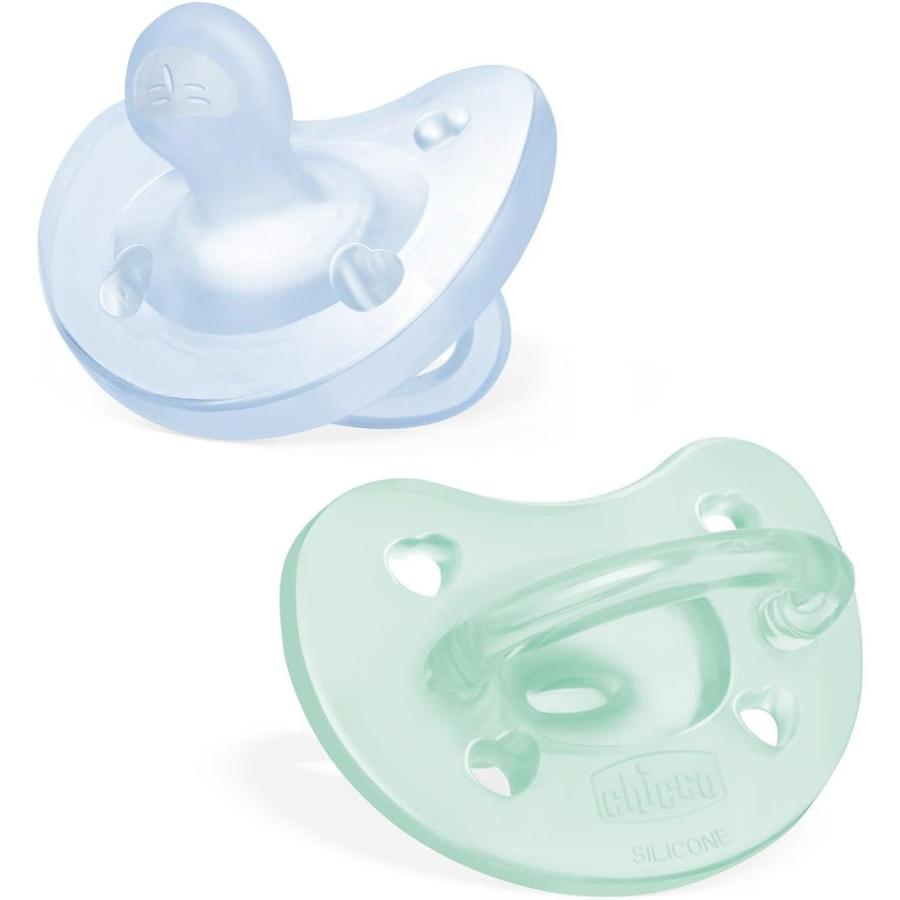 321713 - CHICCO - Bibera silikoni PhysioForma - 2-6 muaj - Pako me 2 - Mbështet frymëmarrjen fiziologjike - Zhvillimi oral - Blu e çelët