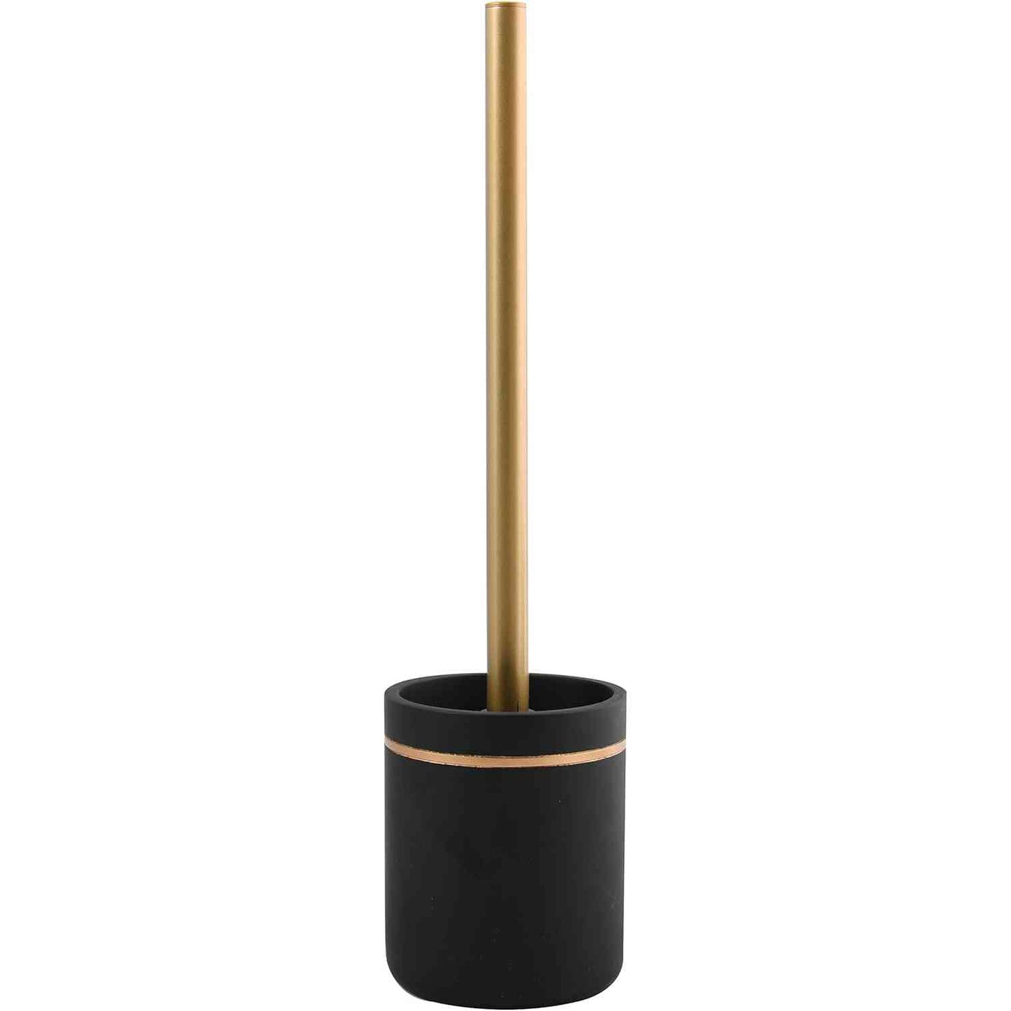 200671 - SPIRELLA Set Furçash Tualeti Bly Brush WC prej Polirezine, Ngjyrë Ari Të Zi Mat dhe E Zezë, Madhësi të Mesme