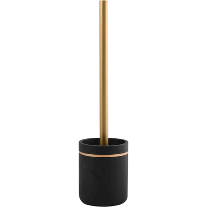 200671 - SPIRELLA Set Furçash Tualeti Bly Brush WC prej Polirezine, Ngjyrë Ari Të Zi Mat dhe E Zezë, Madhësi të Mesme