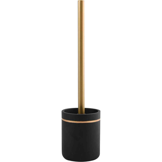 200671 - SPIRELLA Set Furçash Tualeti Bly Brush WC prej Polirezine, Ngjyrë Ari Të Zi Mat dhe E Zezë, Madhësi të Mesme