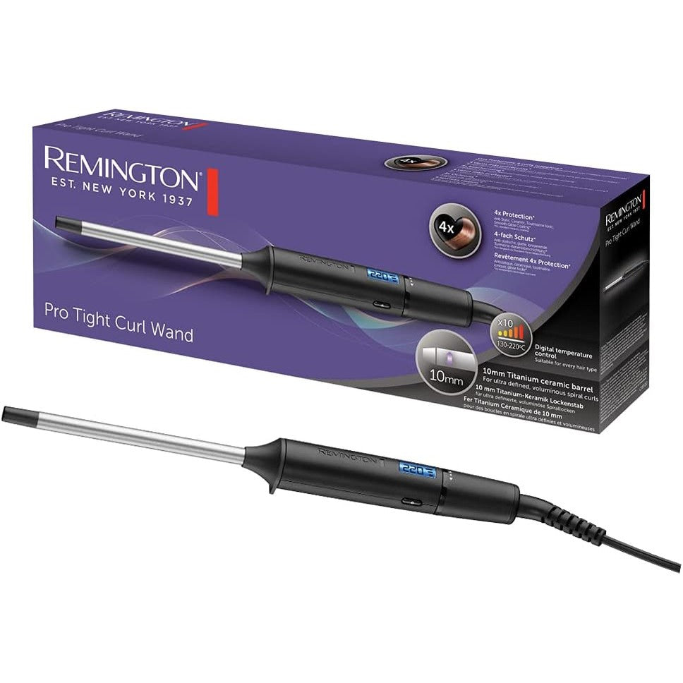321197 - REMINGTON Hekur kaçurrelash Mini Pro Digital, 10 mm, mbrojtje 4-fishe, veshje antistatike qeramike-turmalinë, Ekran LCD 130-220°C, CI6X10.