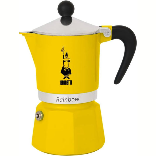 251787 - BIALETTI Makinë kafeje 4982, alumini, ngjyra ylberi, për 3 filxhanë, e verdhë