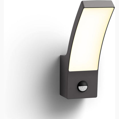 250210 - PHILIPS Dritë muri LED për jashtë, me sensor, 12W, antracit, dritë e bardhë e ngrohtë 2700K, IP44