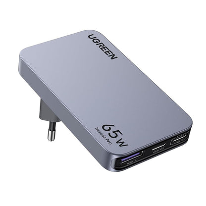 299425 - UGREEN Nexode Pro 65W Karikues i hollë USB C me priza BE/SHBA/MB, furnizim energjie GaN, 3 porta, i pajtueshëm me MacBook, iPad, iPhone 17, Galaxy S25 Ultra, Dell XPS