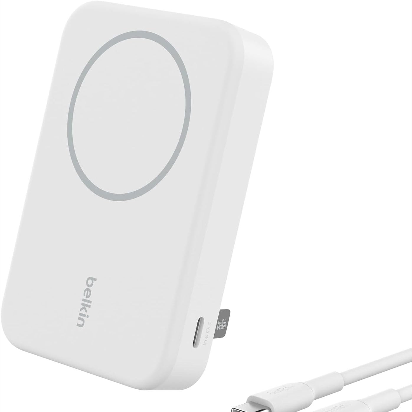 319418 - BELKIN KARIKUES PA TEL BOOSTCHARGE PRO 10000mAh ME QI2, KARIKUES PORTATIV I PAJTUESHËM ME MAGSAFE ME MBËSHTETËSE TË INTEGRUAR, PËR IPHONE 17, IPHONE AIR, IPHONE 16, 15, 14, PIXELSNAP, ETJ. – I BARDHË