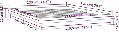 141716 - Kornizë Krevati vidaXL pa Dyshek 120 × 200 cm me LED, Dru Masiv, e Bardhë