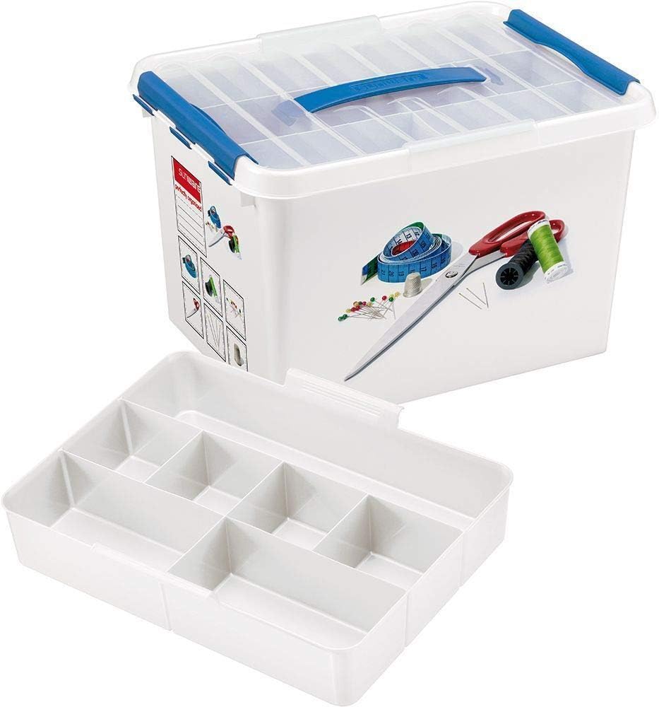 168085 - SUNWARE Q-LINE Kuti Qepjeje me Futës, Materiali Plastik, Ngjyra Bardhë-Blu, Kapacitet 22L