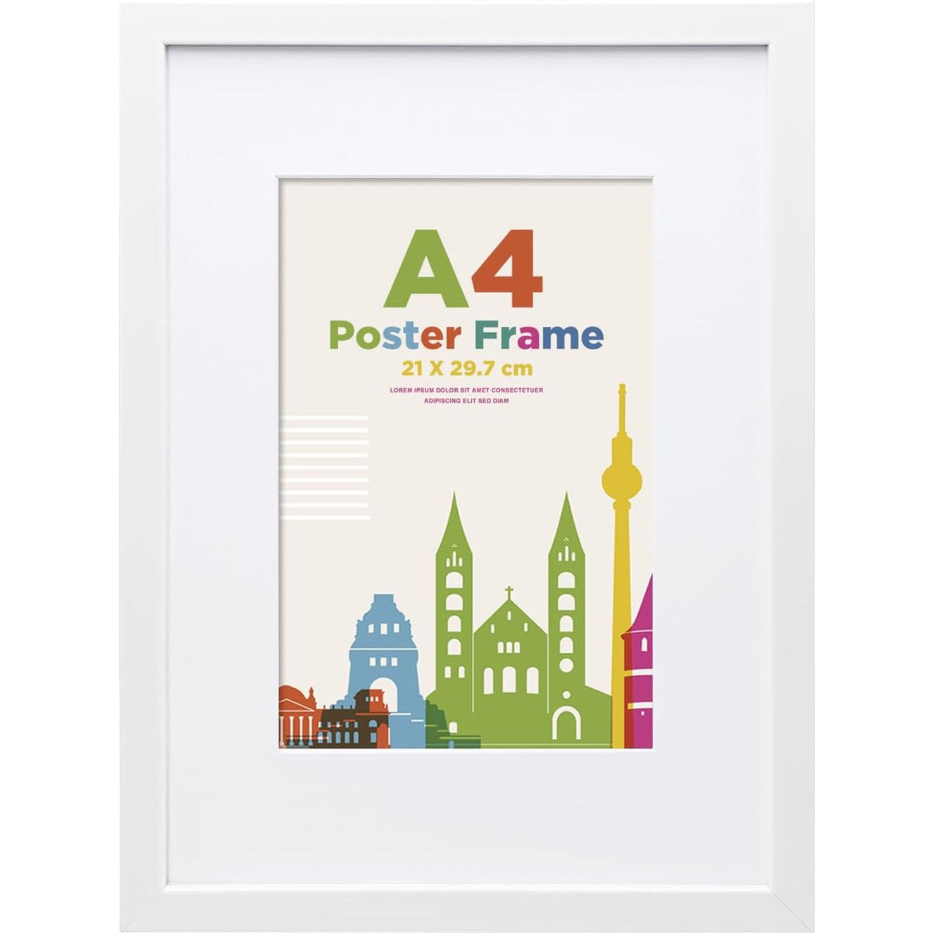 225318 - Egofine Kornizë fotografish A4, kornizë druri me xham akrilik, kornizë posteri 21x29.7cm për montim në tavolinë dhe mur, passe-partout për foto DIN A5, perfekte për foto, postera, puzzle, shtëpi, zyrë, e bardhë