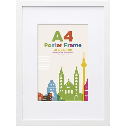 225318 - Egofine Kornizë fotografish A4, kornizë druri me xham akrilik, kornizë posteri 21x29.7cm për montim në tavolinë dhe mur, passe-partout për foto DIN A5, perfekte për foto, postera, puzzle, shtëpi, zyrë, e bardhë