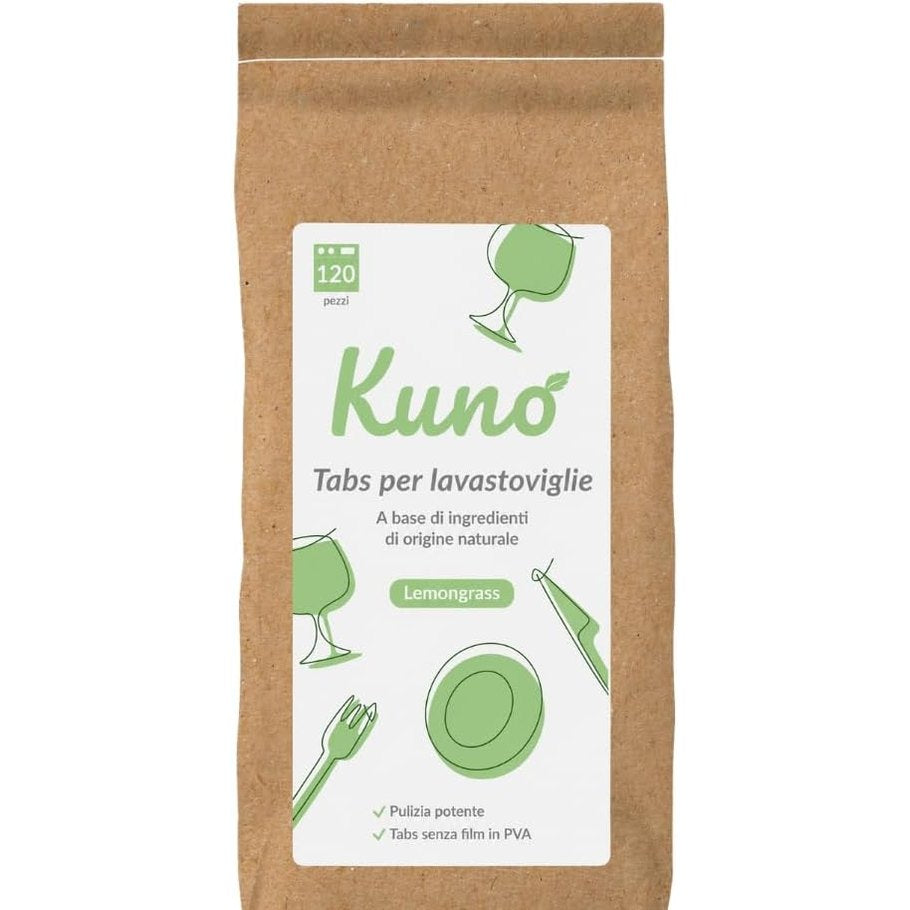 303724 - KUNO Tableta për Lavastovilje, 120 tableta, biodegraduese, pa plastikë, aromë limoni